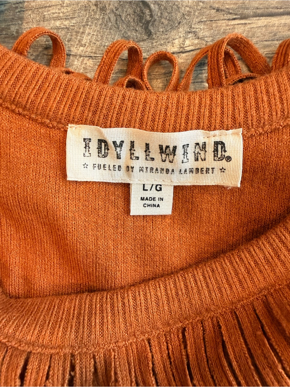 Idyllwind Ribbed Fringe Tank Top - Rust - Picture 2 of 3